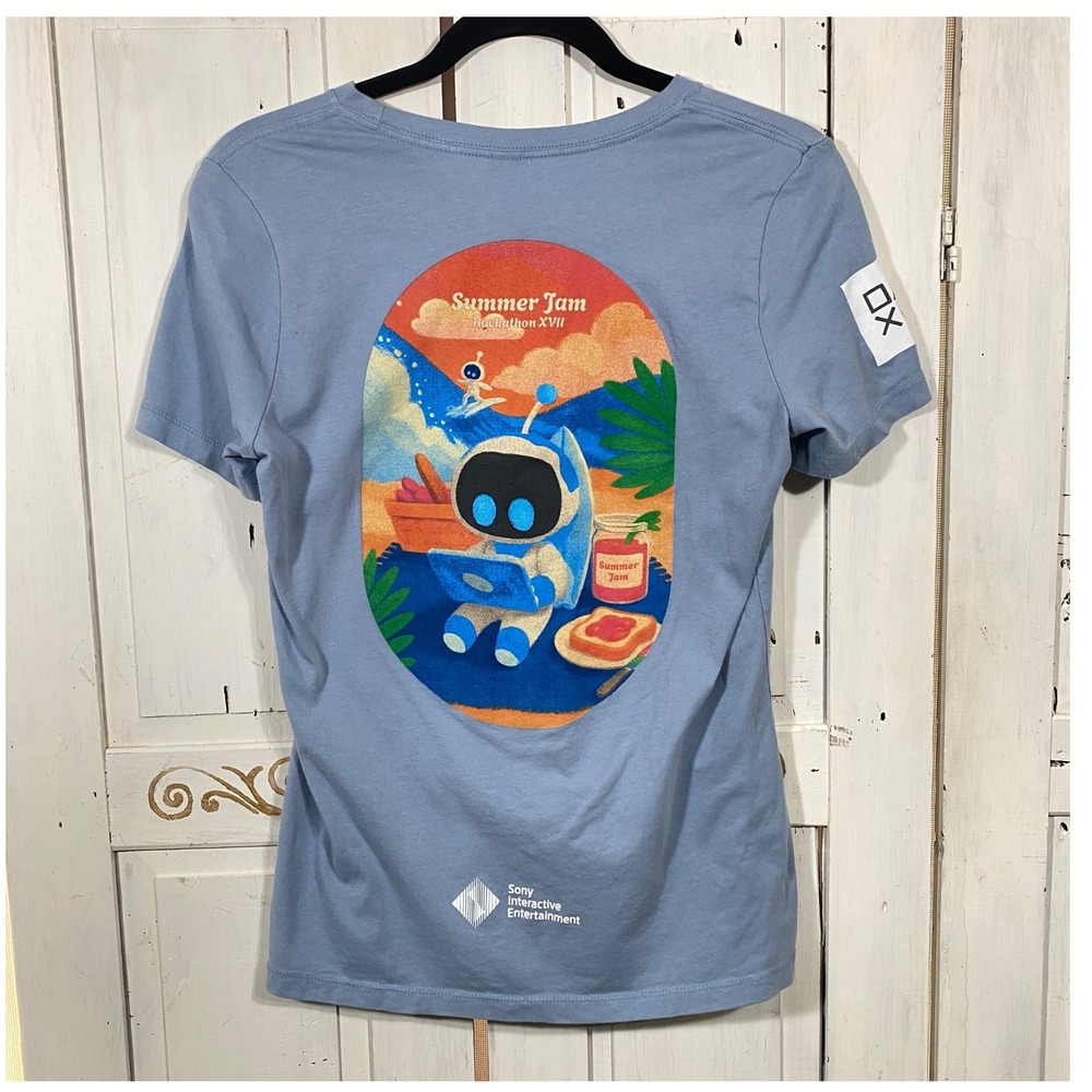 Sony‎ PlayStation Summer Jam Hackathon XVII T-Shirt Blue Bella Canvas Small